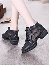 economico Scarpe per balli latini-scarpe da ballo da donna con lacci color argento, pannelli floreali in rete e suola morbida, ideali per balli da sala, latino e jazz