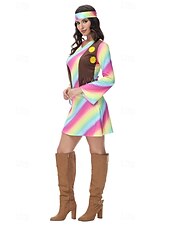  Couples Carnival Costume Hippies Cosplay Costume Halloween Group Couples Costumes 1970s Disco Adults' Men's Women's Halloween Carnival Masquerade Party Easy Halloween Costumes Dress Up