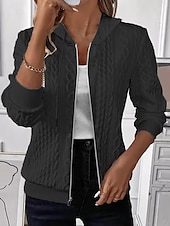 preiswerte Jacken-Damen Freizeitjacke Einstellbar Feste Farbe Lässig / Alltäglich Stilvoll Regular Fit Oberbekleidung Langarm Frühling Schwarz S
