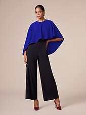 abordables Jumpsuits-Mono de cuello redondo con dobladillo irregular en contraste