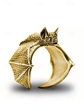 baratos Acessórios de Halloween-anel ajustável com design de morcego gótico, joias vintage de prata para halloween para cosplay e moda gótica