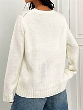 cheap Graphic Patterns &amp; Details-Women&#039;s Sweater Daily Stylish Casual Graphic Crew Neck Crewneck Long Sleeve Regular Tops Knit Going out Black White Fall Winter