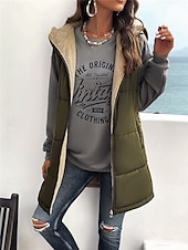 preiswerte Puffers &amp; Parka-Damen Fleecejacke Fleece-Weste Teddy-Mantel warm halten Atmungsaktiv Zip Tasche Innenfutter aus Fleece Brautkleider schlicht Glatt Urlaub Strasse Freizeitskleidung Ausgehen Reisverschluss Standard
