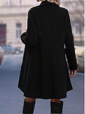 preiswerte Jacken-Damen Achselzucken Elegant Langarm Hemdkragen Neujahr Arbeit Tasche Schwarz Frühling Herbst Winter