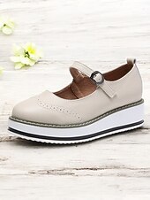 Women's Red Mary Jane Platform Shoes with Brogue Detailing and Buckle Strap – Vintage Style Casual Footwear for Daily Wear 15