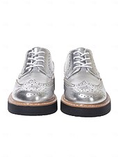 economico Scarpe oxford da donna-scarpe brogue oxford rosa metallizzato da donna con punta a coda di rondine, scarpe casual eleganti con lacci per feste ed eventi di moda