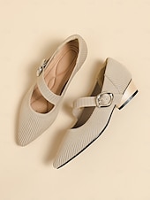 levne Block Heels-dámské pletené boty mary jane s páskem na přezku – pohodlné a elegantní lodičky na nízkém podpatku pro běžné nošení i do kanceláře