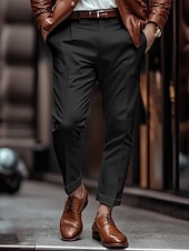 economico Sottile-Per uomo pantaloni della tuta Pantaloni Pantaloni con pieghe Pantaloni da completo Cerniera Bottoni Tasche Liscio Comfort Traspirante Lunghezza intera Matrimonio Attività commerciale Informale Di