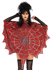 levne Dámské Kostýmy-Beetlejuice Lydia Deetzová pavoučí síť Pláštěnka Pončo Dospělé Dámské Sexy kostým Večírek Karneval Plesová maškaráda Jednoduchý karnevalový kostým