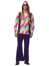 cheap Outfits-Carnival Costume Ethnic Hippies Cosplay Costume Fancy Costume 1970s Disco Adults' Men's Halloween Carnival Masquerade Party Easy Halloween Costumes Dress Up