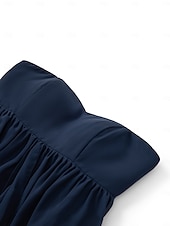 abordables Robes pour invitées de mariage-Robes de Mariage Invité A-Line Robe Élégante Formelle Fête de Mariage Longueur Thé Sans Manches Une Épaule Invité de Mariage Automne Chiffon avec Fronces 2025