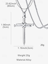 abordables Bijoux pour hommes-collier croix en acier inoxydable pour homme – pendentif religieux avec motif clou et chaîne