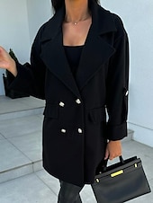 abordables Vestes-Manteau Trench Femme Plein Air Usage quotidien Vacances mode Décontractées Avec poches Longue Manteau Noir Blanche Vert Véronèse Automne Hiver Gilet Revers Ample S M L XL 2XL