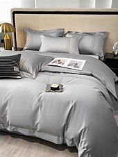 economico Collezione d&#039;elite-Set copripiumino da 4 pezzi, 100% cotone biologico, tessuto morbido e traspirante, include copripiumino e federe per un sonno confortevole.