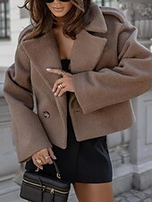 preiswerte Jacken-Damen Jacke Urlaub Taste Feste Farbe Windundurchlässig Modisch Regular Fit Oberbekleidung Langarm Herbst Schwarz S