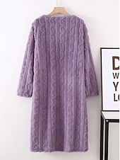 levne Dámské noční košile a košile na spaní-dámské pyžamo noční košile čistá barva jednoduché pohodlí comfrt home fleece crew krk jaro podzim home outfity