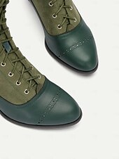olcso 1930-as évek-női viktoriánus vintage zöld fűzős csizma csipkés szegéllyel és brogue részletekkel - elegáns magas sarkú cipő cosplay, steampunk és retro ruhákhoz