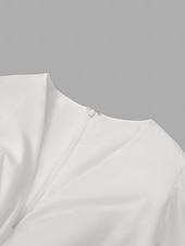 economico viola-Abito da sera A-Line elegante abito formale strascico lungo maniche lunghe scollo a V satin con plissettature e strappo per ospiti di matrimoni