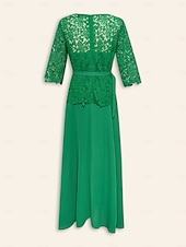 cheap Party Dresses-Chiffon Lace Belted Elegant Maxi Dress