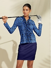 billiga Polos &amp;amp; kvartsdragkedjor-Dam Vandringspolotröja Mörkblå Långärmad Överdelar Golfkläder för damer Kläder Outfits Bär kläder