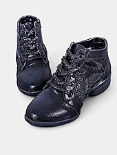 economico Scarpe per balli latini-scarpe da ballo da donna con lacci color argento, pannelli floreali in rete e suola morbida, ideali per balli da sala, latino e jazz