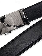 abordables Cinturones de hombre-Cinturón de hebilla automática negra para hombre, cinturón informal