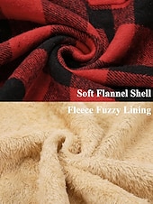 preiswerte Herrenjacken &amp; Herrenmäntel-Herren Hemdjacke Kapuzenjacke Shacket Flanell-Fleecejacke Täglich Urlaub warm Mit Kapuze Herbst Winter Schottenstoff Kariert Modisch Strassenmode Kargen Standard Schwarz Dunkelrot Hellgrün Rote Blau