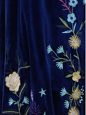 abordables Robes fleuries décontractées-robe décontractée pour femme robe midi brodée avec manche saint valentin travail rendez-vous élégant basique col en V manches longues manche évêque couleur bleue