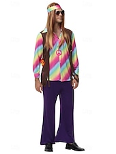 cheap Outfits-Carnival Costume Ethnic Hippies Cosplay Costume Fancy Costume 1970s Disco Adults' Men's Halloween Carnival Masquerade Party Easy Halloween Costumes Dress Up