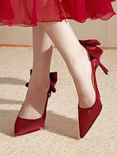 cheap Formal-Elegant Women&#039;s Blush Suede Heels with Bow Detail – Chic Pointed Toe Pumps for Weddings and Formal Events