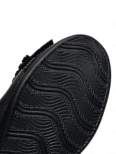 cheap Women&#039;s Flats-Women&#039;s Leather Wedge Flats with Decorative Bow and Embellished Toe – Comfortable Casual Slip-On Shoes for Everyday Wear
