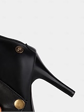 olcso Slouch Boots-sokoldalú női fekete műbőr magassarkú kabrió csizma gombos részlettel – 2 az 1-ben enyhe vagy elegáns térdig érő dizájn hétköznapi és formális alkalmakra