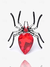 cheap Women&#039;s Rings-Halloween Spider Ring with Red Gemstone – Gothic Adjustable Statement Jewelry for Women&#039;s Costume Parties and Events