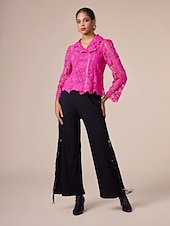 abordables Pantalons-pantalon large en coton à pompons noirs