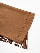 cheap Designer Jackets &amp; Coats-Suede Fringed Flare Cuff Sleeve Jacket