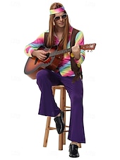 cheap Outfits-Carnival Costume Ethnic Hippies Cosplay Costume Fancy Costume 1970s Disco Adults' Men's Halloween Carnival Masquerade Party Easy Halloween Costumes Dress Up