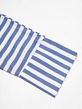 cheap Casual Dress-Cotton Stripe Button Up Maxi Shirt Dress