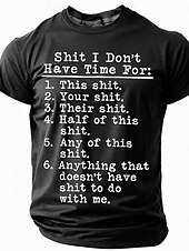  男の「クソ、時間がない」面白いグラフィックTシャツ、皮肉なライフスタイルの引用、ショートスリーブ