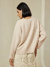 abordables pull pour femme-pull en laine mélangée brodé en tricot