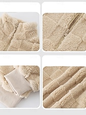 voordelige Vage Sweatshirts-dames sweatshirt casual sherpa fleece effen straat dagelijks gebruik coltrui rits lange mouw beige herfst winter