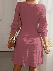 billige midi sort kjole-Dame Arbeidskjole Svart kjole Mote Arbeidsmote Midikjole Design V-hals Langermet عادي Normal Svart Rosa Beige Høst Vinter S M L XL 2XL