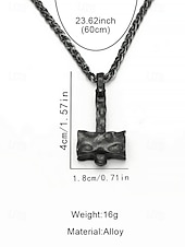 tanie Biżuteria męska-męski wiking naszyjnik z młotem thora – rustykalny żelazny amulet ze sznurkiem