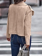 economico giacche casual-Per donna Blusa Tinta unica Moda Moderno Manica lunga Colletto Top regolari Ufficio Giornaliero Bottoni Tasche Cachi Primavera Autunno Inverno