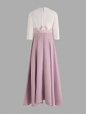 abordables Monos de mamá-Mono de dos piezas  Pantalón madre de la novia invitada formal elegante fiesta V cuello longitud al tobillo crepé encaje manga 3/4 con aplicaciones color bloque talla personalizada gratuita