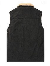 cheap Men&#039;s Vest-Men&#039;s Fleece Vest Vest Gilet Daily Date Vacation Fashion Casual Fall &amp; Winter Button Pocket Polyester Corduroy Thermal Warm Comfortable Plain Single Breasted One-button Lapel Regular Fit Black Brown