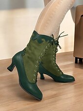 olcso 1930-as évek-női viktoriánus vintage zöld fűzős csizma csipkés szegéllyel és brogue részletekkel - elegáns magas sarkú cipő cosplay, steampunk és retro ruhákhoz