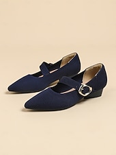levne Block Heels-dámské pletené boty mary jane s páskem na přezku – pohodlné a elegantní lodičky na nízkém podpatku pro běžné nošení i do kanceláře