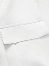 abordables Blazers et Costumes-Femme Haussements d&#039;épaules Couleur unie Elégant manche longue Col de Chemise Travail du quotidien Poche Blanche Printemps Automne Hiver
