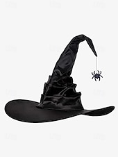abordables Accesorios de Halloween-Sombrero de bruja de Halloween con decoración de araña: sombrero puntiagudo negro para cosplay, fiestas de disfraces y eventos de Halloween