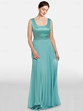 economico Set di abiti per la mamma-Abito A-Line per la Madre della Sposa Due Pezzi Matrimonio al Mare Elegante Collo Gioiello Lunghezza Tera Chiffon Pizzo Maniche 3/4 Giacca Inclusa Abiti con Colore Solido 2025 misura personalizzata